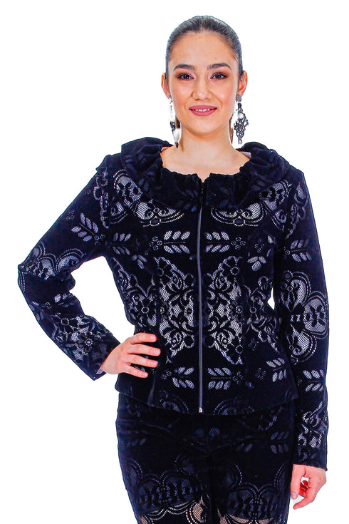 Sacou catifea brodata